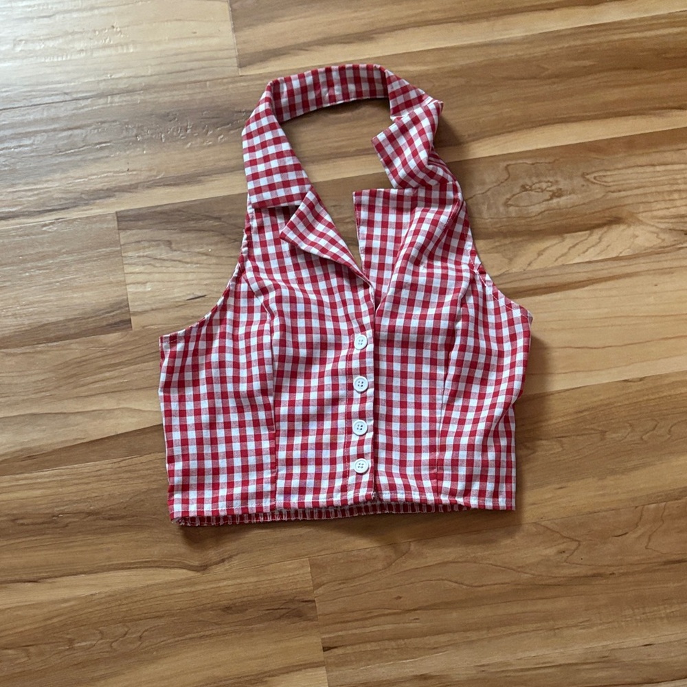 Red Checkered Halter Top